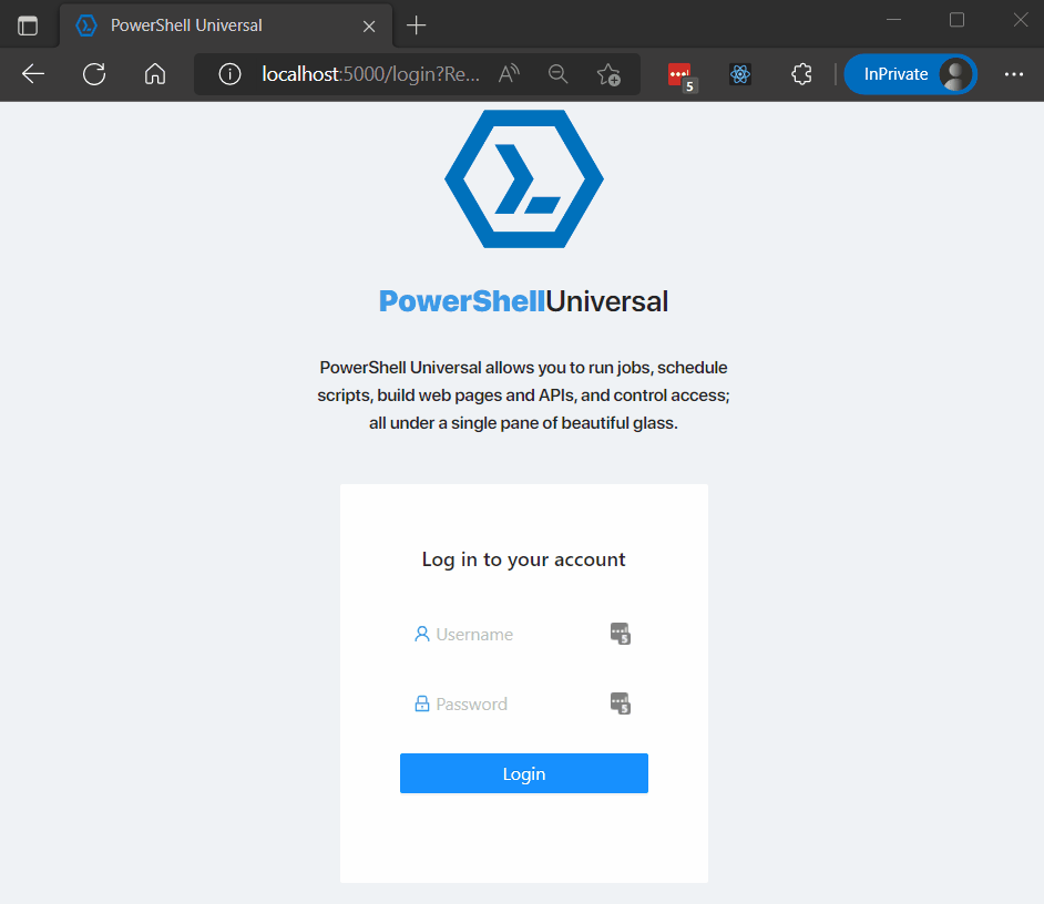 login to PowerShell Universal